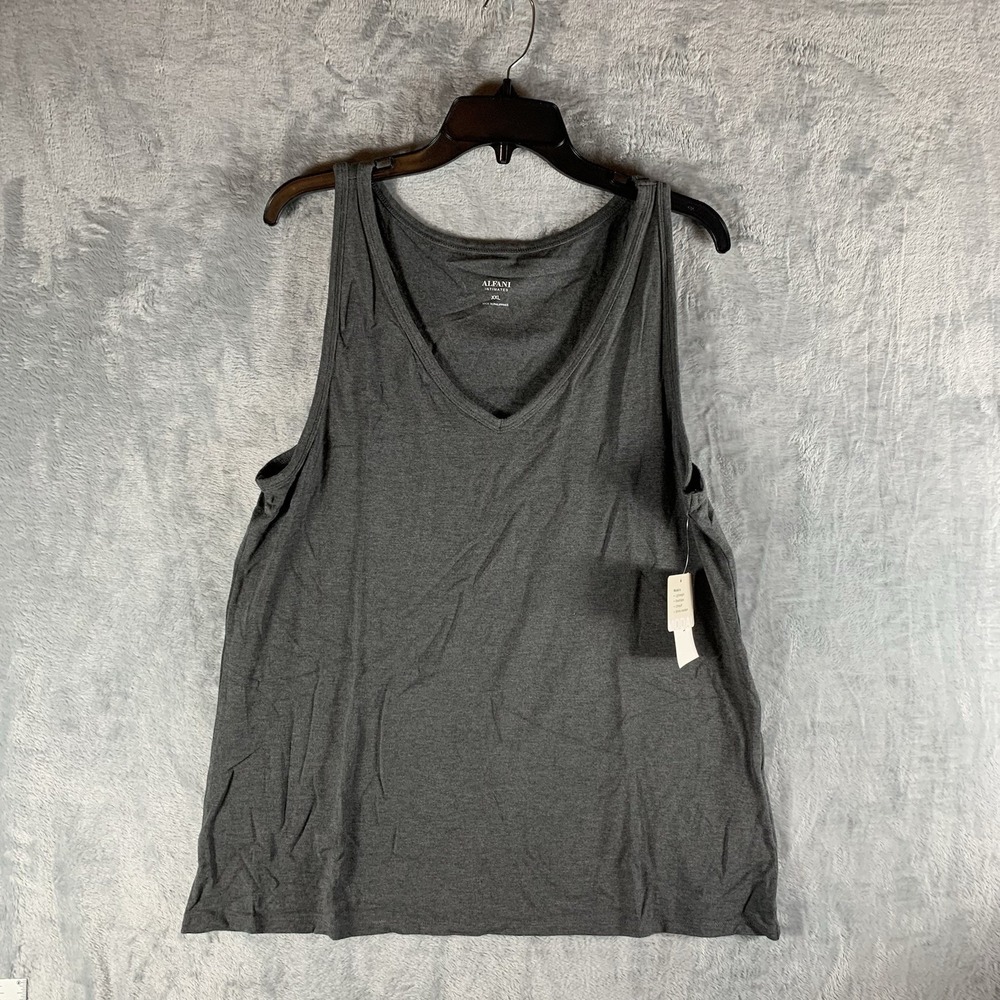 Alfani Women's Tank Top XXL Gray V Neck Modal Ultra Soft NWT